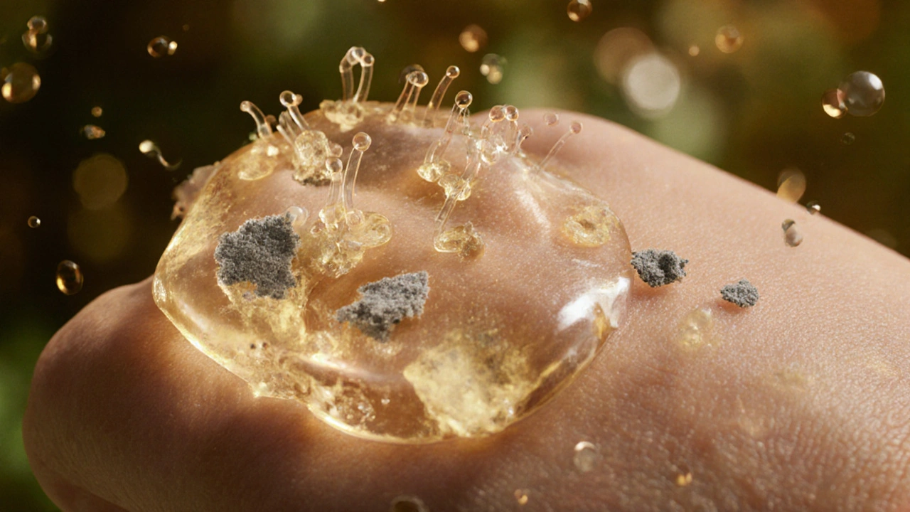 Kremový gommage s polymerovými vlákny přilnavě vážícími k mrtvým buňkám, okolo enzymy z papáje a ananasu.