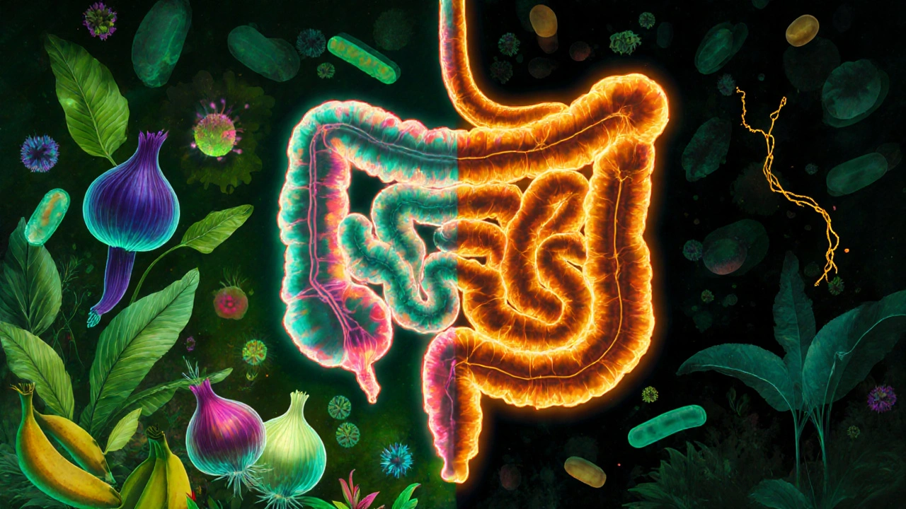 Střevo jako zahrada: dobré bakterie a prebiotické potraviny proti ničivým stínům antibiotik.