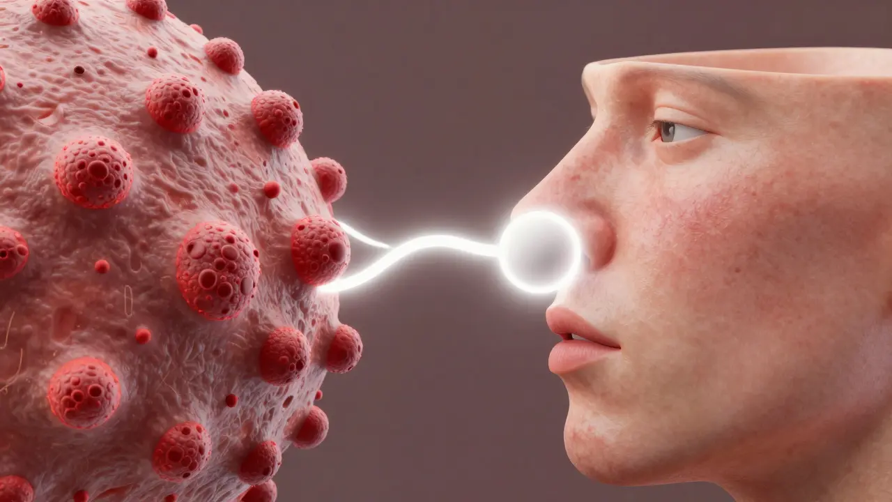 Konceptuální obrázek, jak peroxid benzoyle čistí zablokované póry.