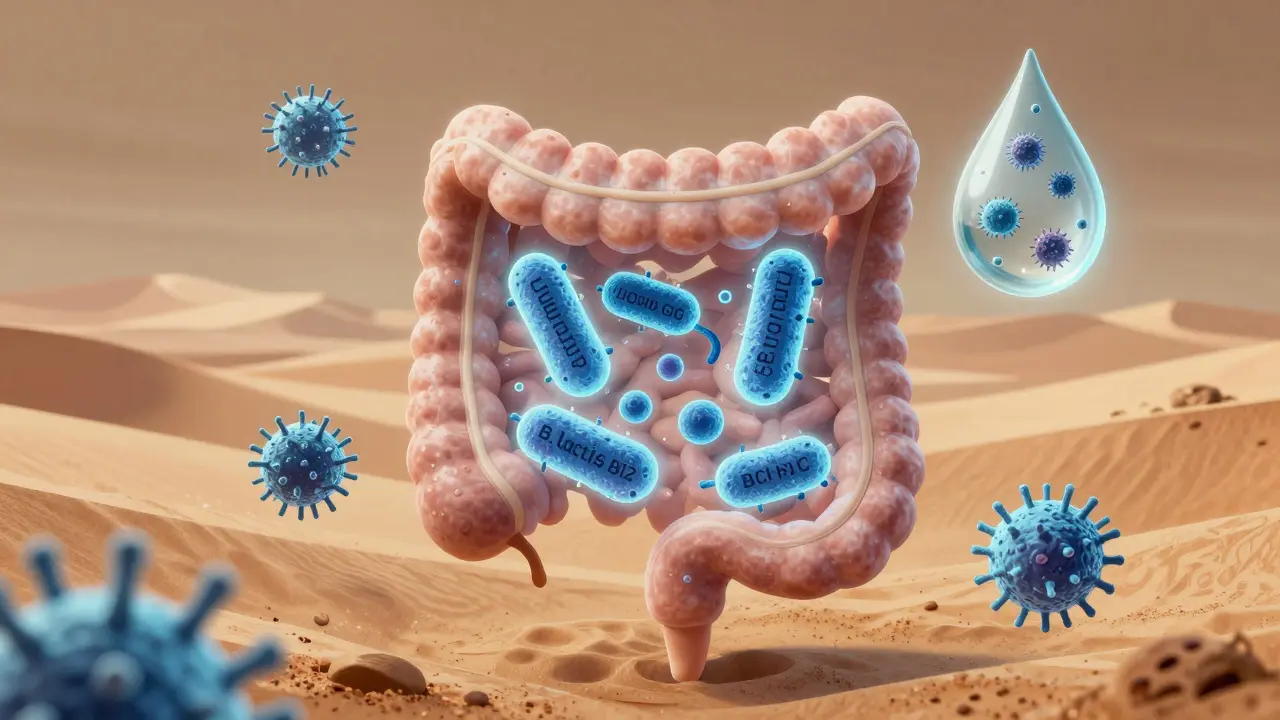 Střevní flóra s prospěšnými bakteriemi chrání tělo před cizími mikroby v Egyptě.