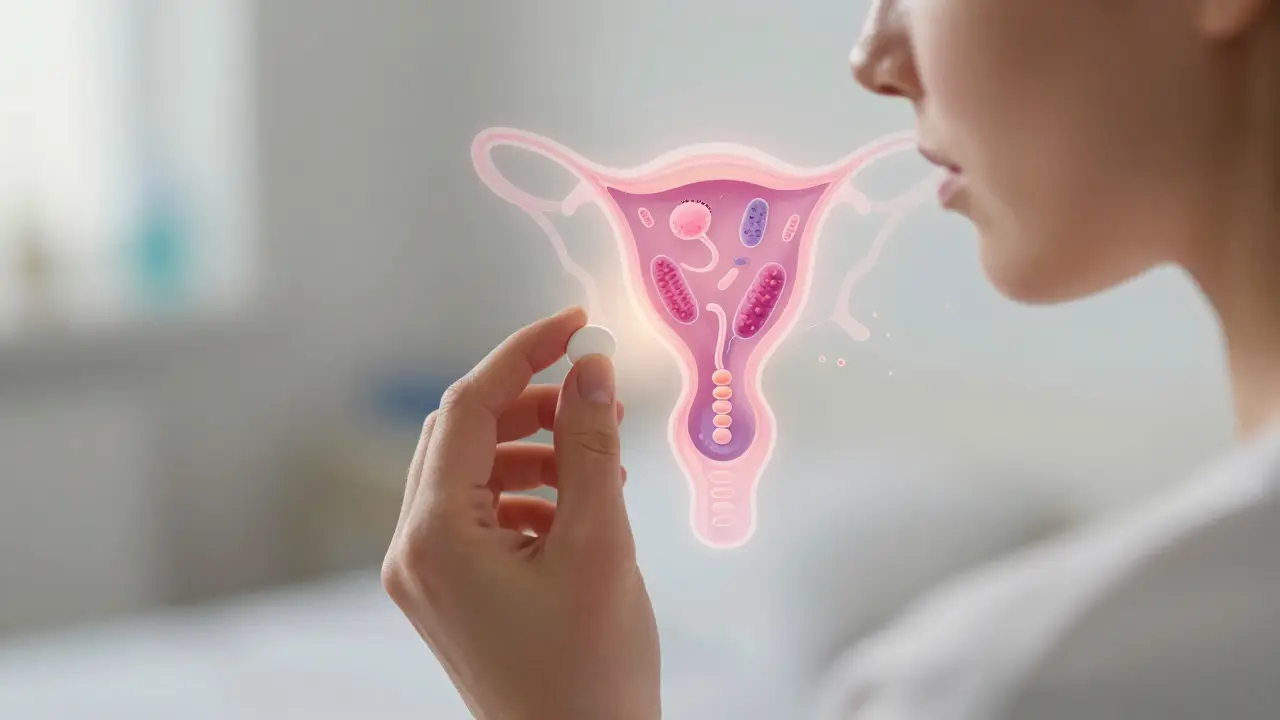 Žena aplikuje vaginální probiotikum, které obnovuje rovnováhu mikroflóry a bojuje proti kvasinkové infekci.