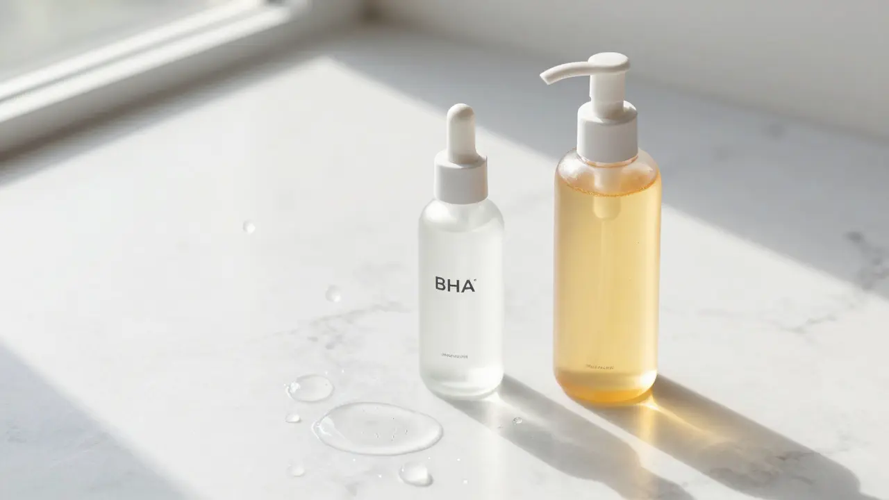 Sada produktů pro dvojité čištění a exfoliaci pleti na mramoru