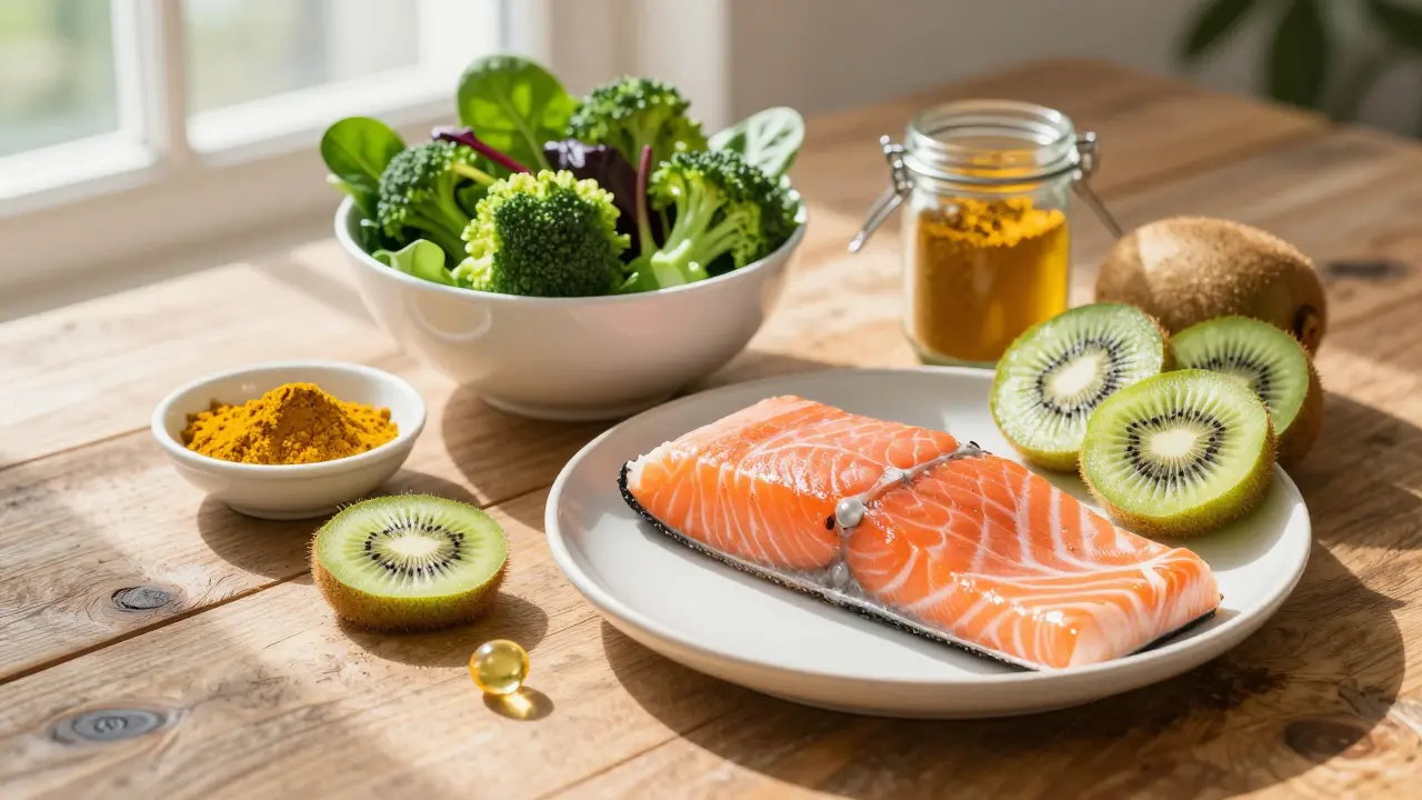 Čerstvé potraviny bohaté na omega-3 a antioxidanty pro zdraví kloubů