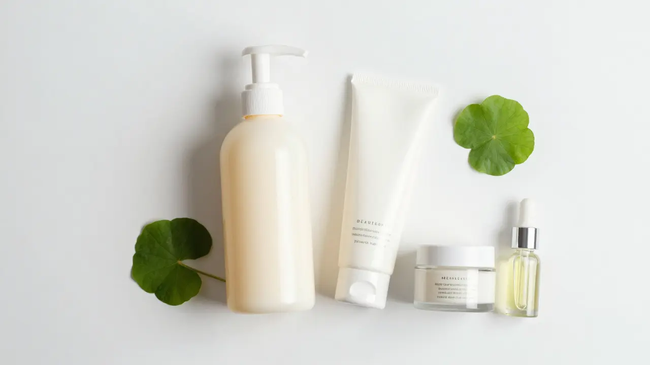 Minimální uspořádání šetrných kosmetických produktů pro citlivou pleť