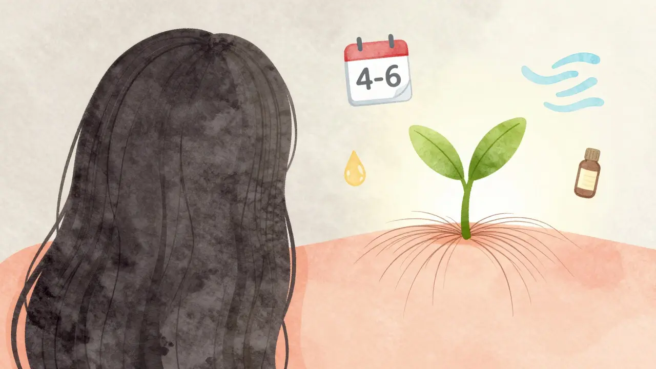 Abstraktní ilustrace jemného růstu chloupků a klidu po proceduře