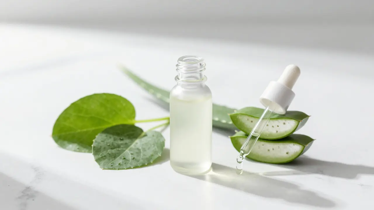 Minimalistická péče o pleť s přírodními ingrediencemi na mramoru