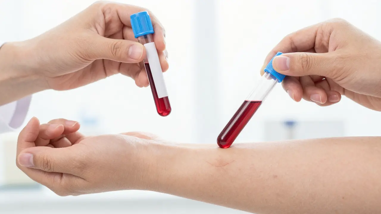 Zdravotní příznaky: krevní test, suchá kůže a jazyk