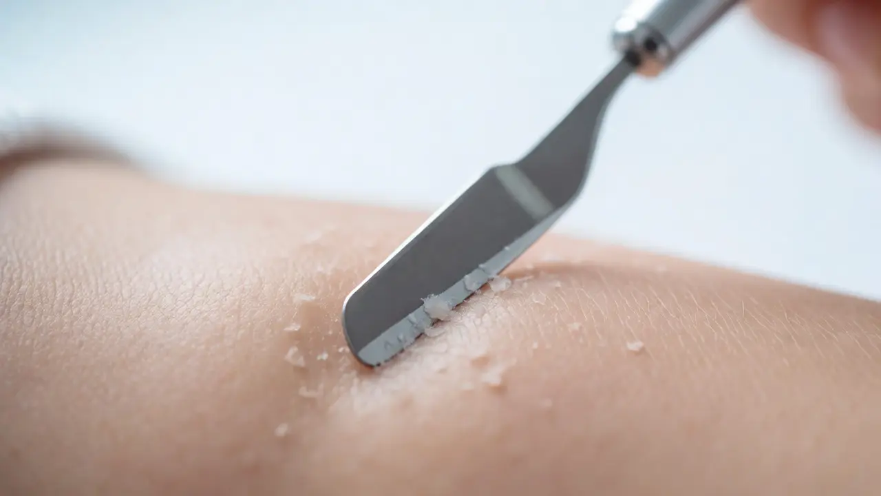 Dermaplanovací skalpel odstraňující vrchní vrstvu kůže